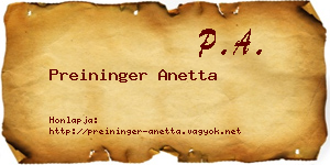 Preininger Anetta névjegykártya